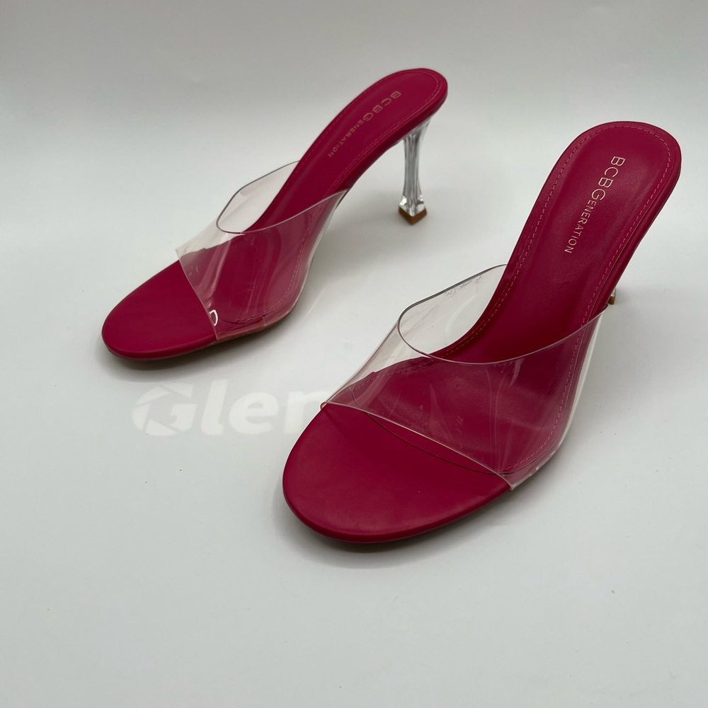 Bcbgeneration Clear Strap Heels Raspberry Pink Si… - image 3